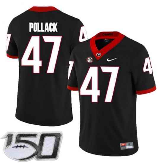Georgia Bulldogs 47 David Pollack Black College Football stitched 150th Anniversary Patch jersey